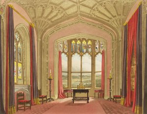South End da Galeria de St. Michael, de "ilustrações gráficas e literárias de Fonthill Abbey" por John Britton, gravado por M. Dubourg, 1823 (gravura a cores) de George Cattermole